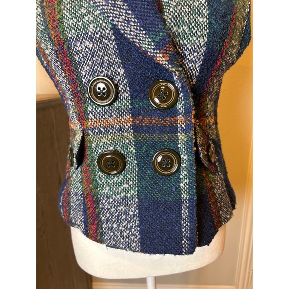 CAbi | Vintage Wool Blend Double Breasted Plaid Vest | Small - Picture 6 of 14